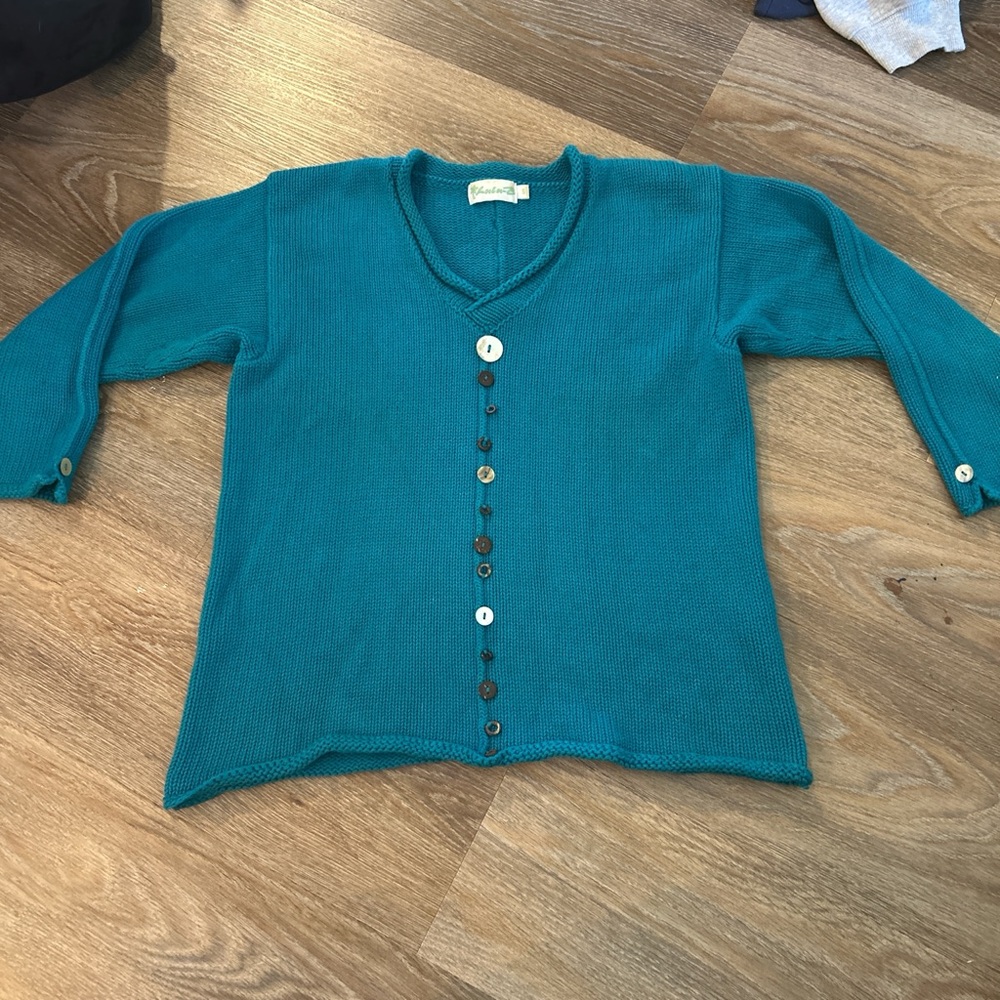 Vintage Lulu-B Teal Button-Up Sweater